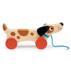 Mentari Toys - Puppy on Wheels - Wooden Dog Pull Toy for Toddlers - Natural Wood Toy with 7 inch Pull Chord, 4 Wheels, Rotating