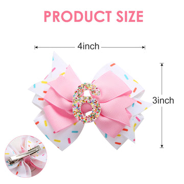 Birthday Hair Bow For Baby Girls 1 2 3 4 5 6 Years Sprinkle Decorations Confetti Ice Cream Party Pink Hair Accessories For 6Th B