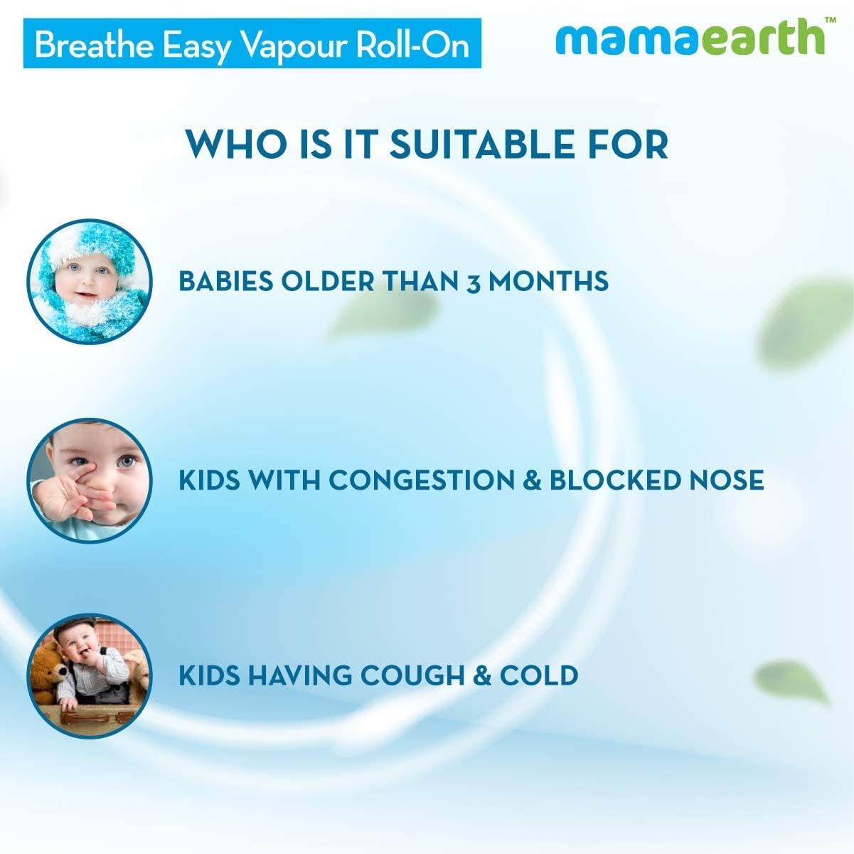 Mamaearth Breathe Easy Vapor Baby Roll On | Gentle Chest & Back Rub With Eucalyptus | Helps Relieve Cold & Nasal Congestion | 1.