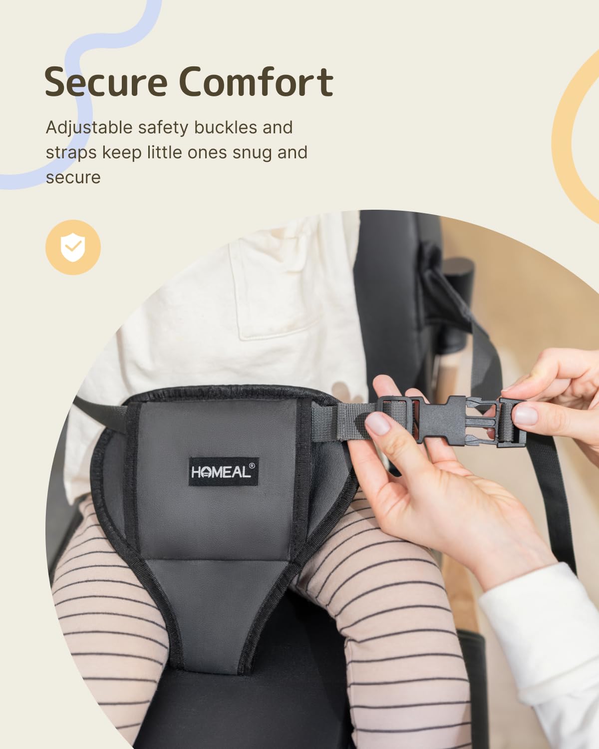 Homeal Booster Seat For Kitchen Chair, Breathable Toddler Booster Seat For Dining Table With Backrest And Adjustable Straps, Por