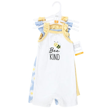 Hudson Baby Unisex Baby Cotton Rompers, Bee Kind, 12-18 Months