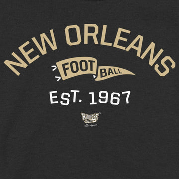 Retro Pennant Baby Apparel For New Orleans Football Fans (Nb-7T) (Black Onesie, 12 Months)