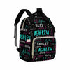Artsadd Custom Monogram Diaper Back Pack With Thermal Pockets, Blue And Pink Travel Backpack Customized Baby Bags With Name Gift