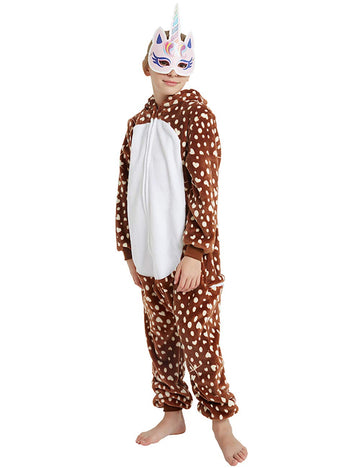 Anbota Funny Kids Deer Onesie Pajamas Reindeer Costume Girls Boys Halloween Christmas Party Cosplay, Deer, 140