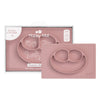 ezpz Happy Mat (Blush) - 24 Months+ - 100% Silicone Suction Placemat + Divided Plate with Three Compartments - Toddler + Prescho