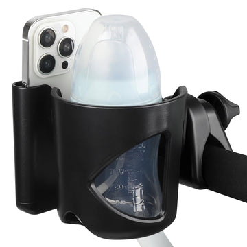 Accmor Stroller Cup Holder With Phone Holder, Universal 360 Rotatable Large Caliber Designed Bottle Cage For Bike, Stroller, Whe