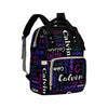 Personalized Bag, Custom Diaper Bag White & Purple Name Initial Black Fashion Multipurpose Daycare Bag Mummy Nursing Baby Bags S