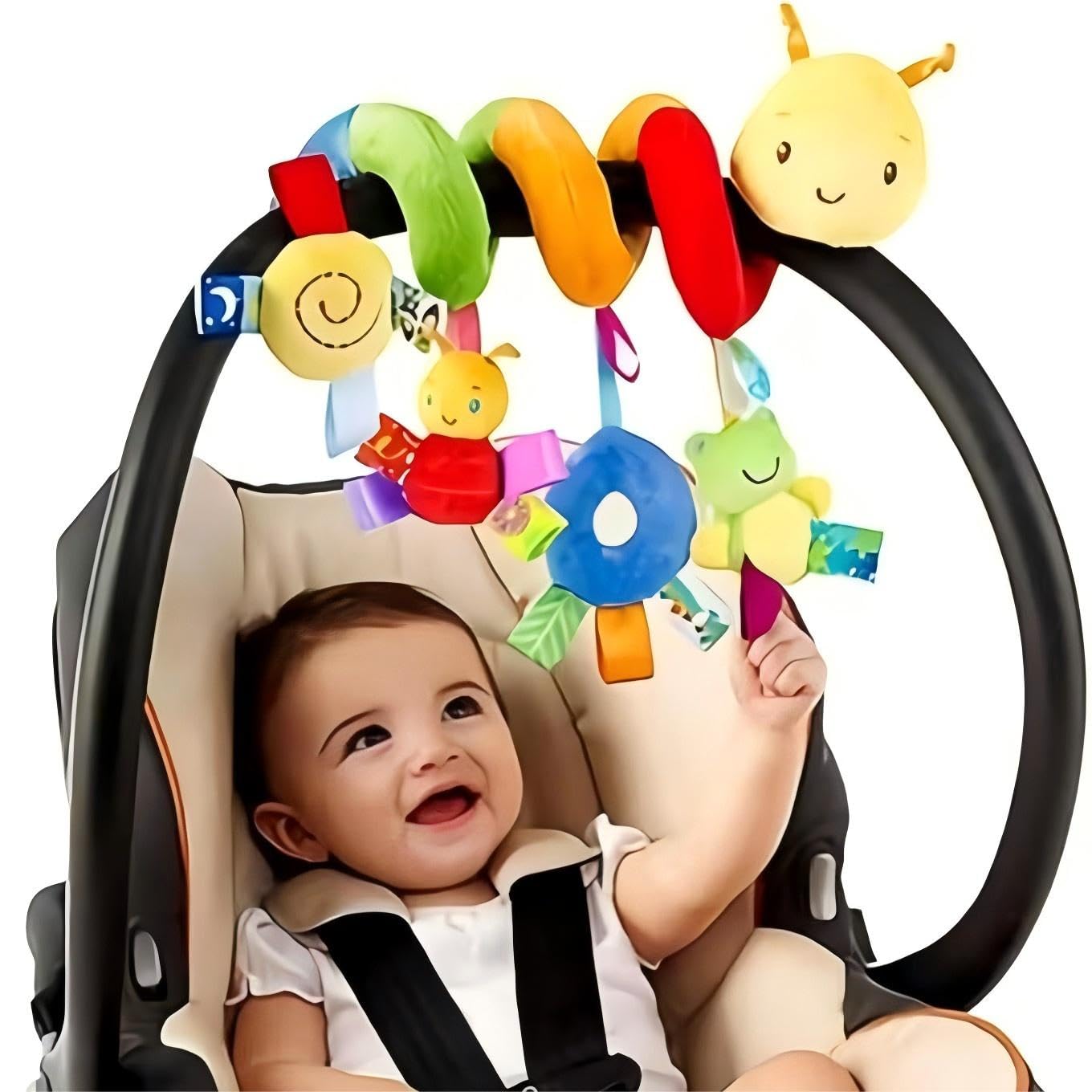 GZYFUVALW Spiral Car Seat & Stroller Toy_Infant Hanging Toys Baby Sensory Interaction Cartoon Toys with Ringing Bells,Music_Hang