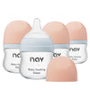 Yanyoyo Natural Glass Baby Bottle Wide Neck, Newborn Anti-Colic Baby Bottle, Clear, 3Oz(Pack Of 4), Includes 4Pcs Slow Flow Nipp