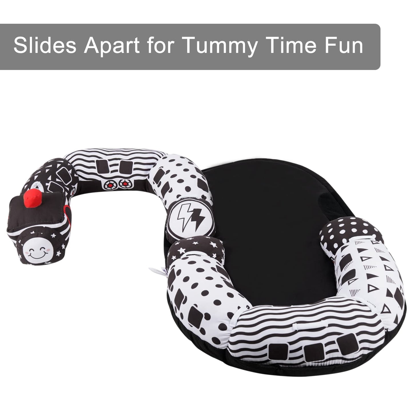 Lovvie & Joy 2-In-1 Tummy Time Mat & Seated Support Pillow,Baby Tummy Time Pillow Support For Newborns And Older Babies,With Det