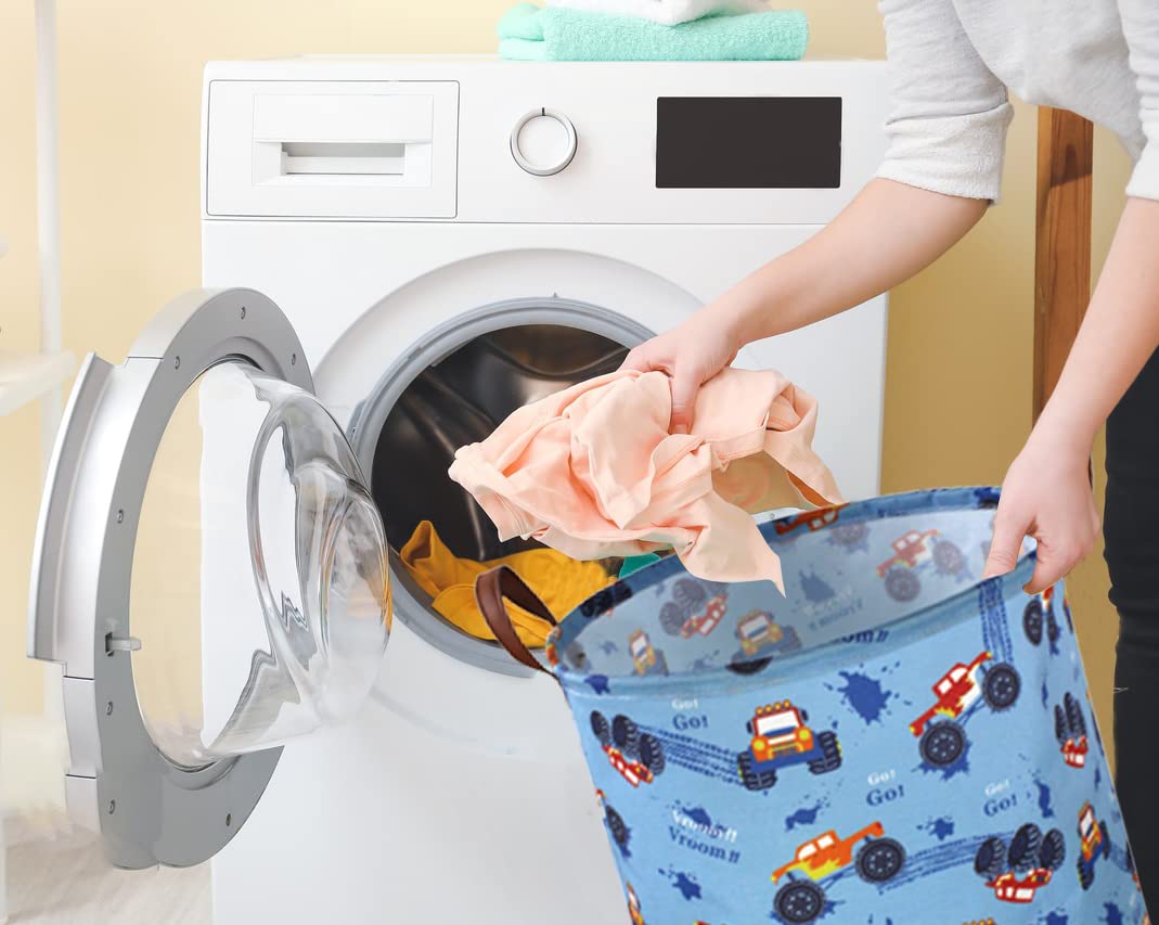 Sanjiaofen Kids Boys Hamper, Kids Laundry Basket Collapsible Monster Truck Storage Baskets For Boy Room Decor,Office,Toy Organiz