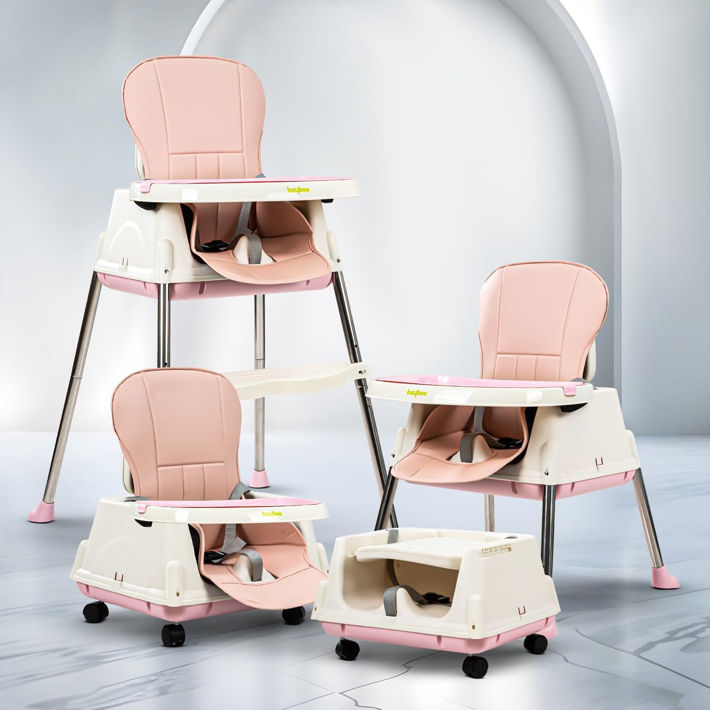 Baybee 4 In 1 Convertible High Chair For Kids | Adjustable Height Feeding Chair With Footrest, Booster Seat, Removable Food Tray