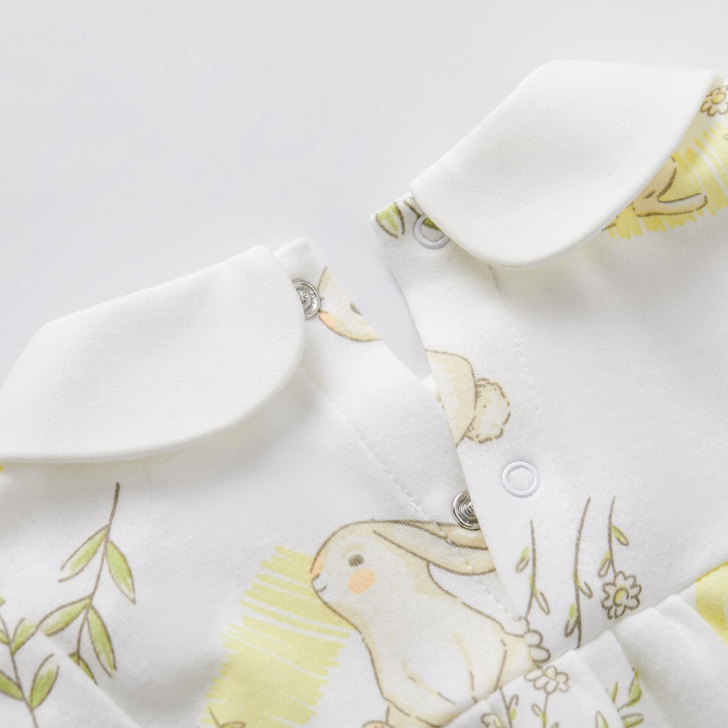 Pureborn Baby Girl Bodysuit Peter Pan Collar Bubble Romper Easter Short Sleeve One-Piece Cotton Outfit Field Rabbit 18-24 Months