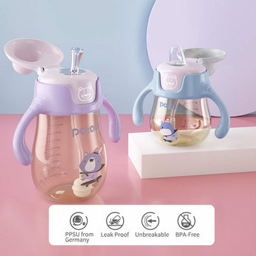 Potato Sippy Cups For Toddlers With Straw Spill Proof, Ppsu Learner Cup With Handle For Girl, Water Bottle For Baby 12 Months Wi