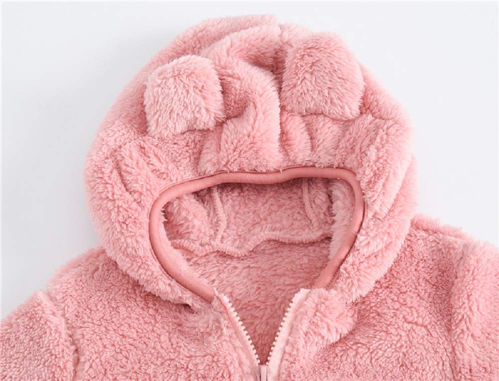 Toddler Girls Boys Fleece Hoody Jacket Zip Up Teddy Coat Warm Winter Outwear
