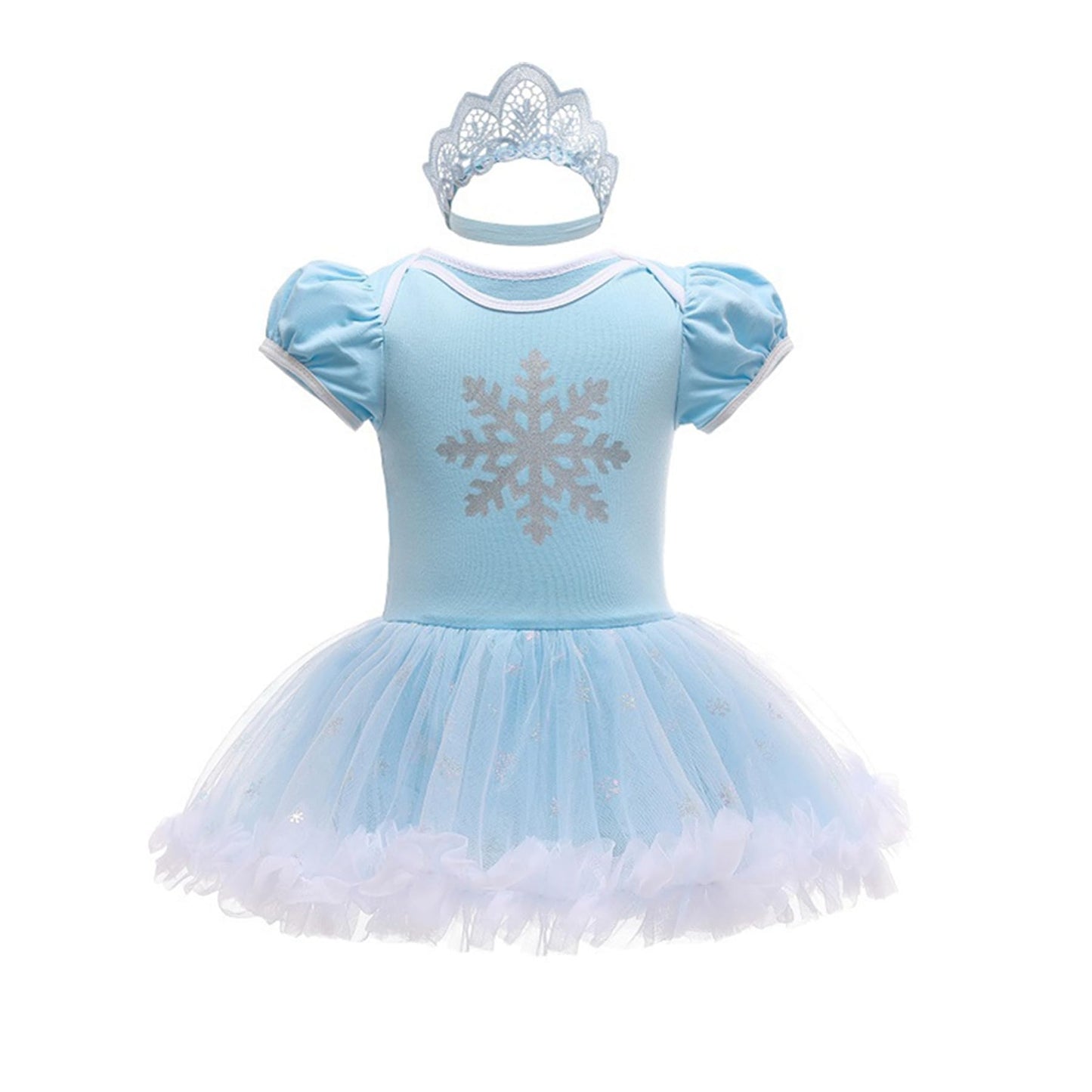 Baby Girls Princess Elsa Costume for Infant Romper Onesie Babysuit Birthday Christmas Halloween with Headband 0-3Months(E23-60)
