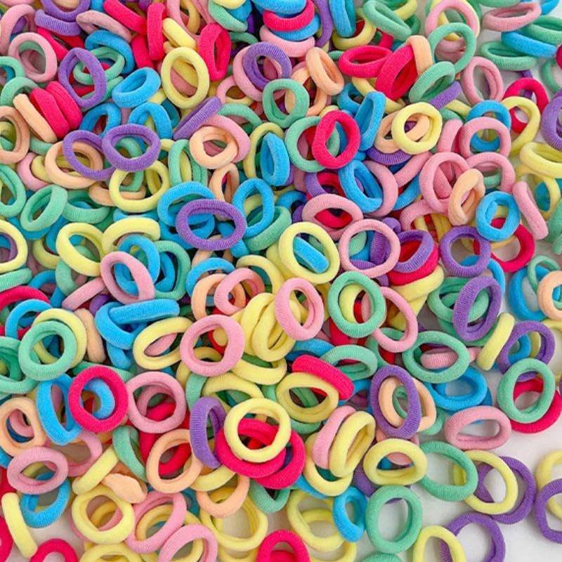 Tesvyns 300Pcs Baby Hair Ties Cotton Toddler Hair Ties For Girls And Kids, Kids Seamless Hair Bands Ponytail Holders(Multiple Co