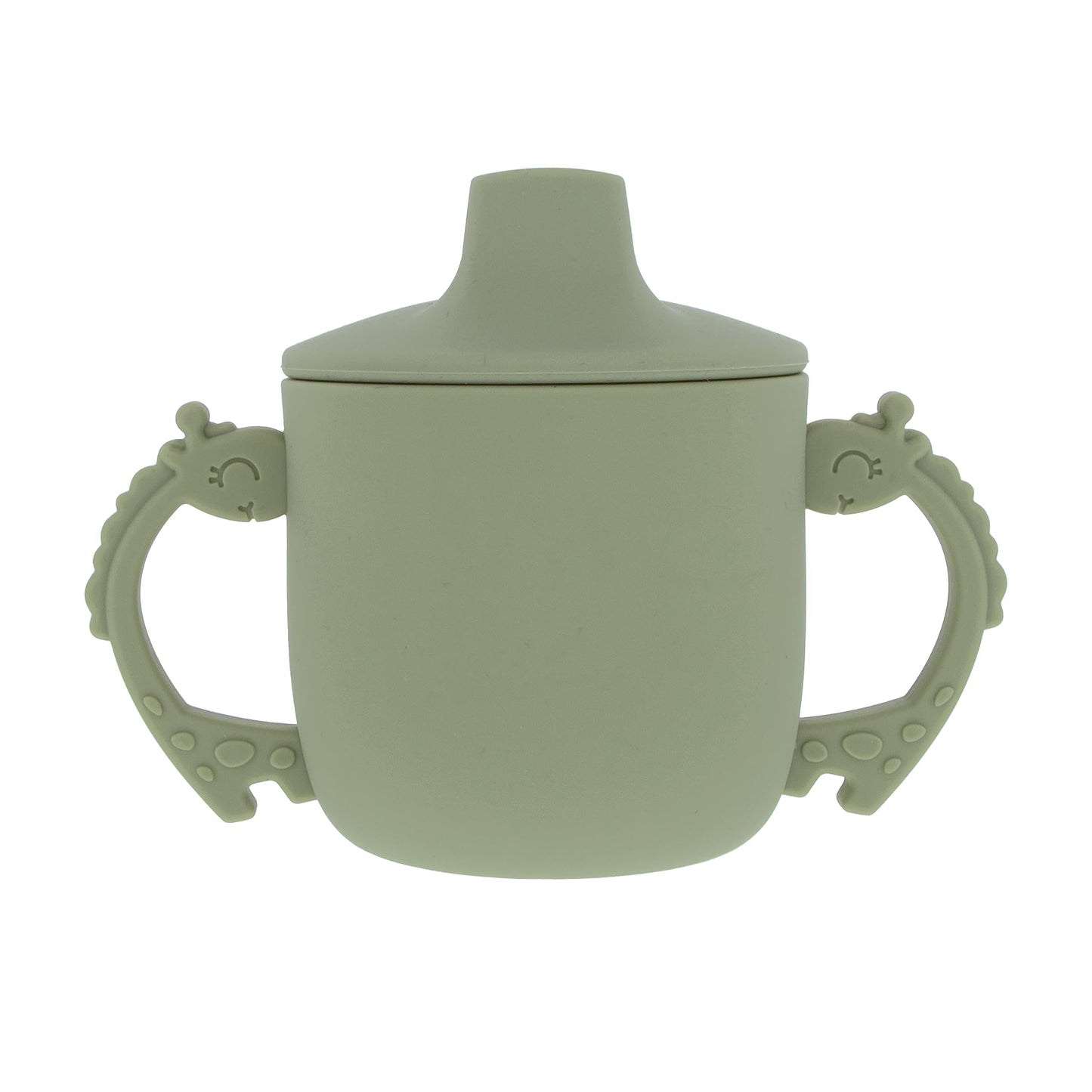 Nuby Animal Friends Silicone Sippy Cup - Toddler Cup with Two Handles - 6+ Months - Green Giraffe