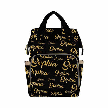 Artsadd Custom Name Diaper Bag With Thermal Pockets, Yellow Monogram Travel Shoulder Bag Customized Baby Backpack With Name Caus
