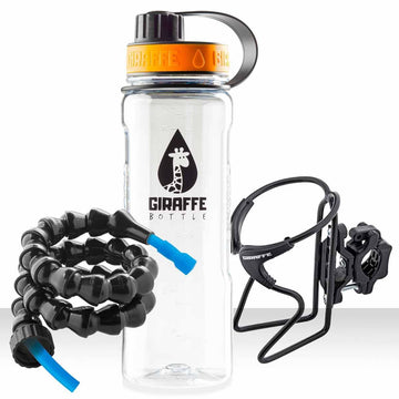 Giraffe Bottle Tower Xl Hands Free Drinking System, Clear Tritan Bottle, With Round Tube Mounted Bottle Holder (Length 15 In / 3