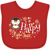 Inktastic Happy New Year With Cute Penguin Baby Bib Red 3921E