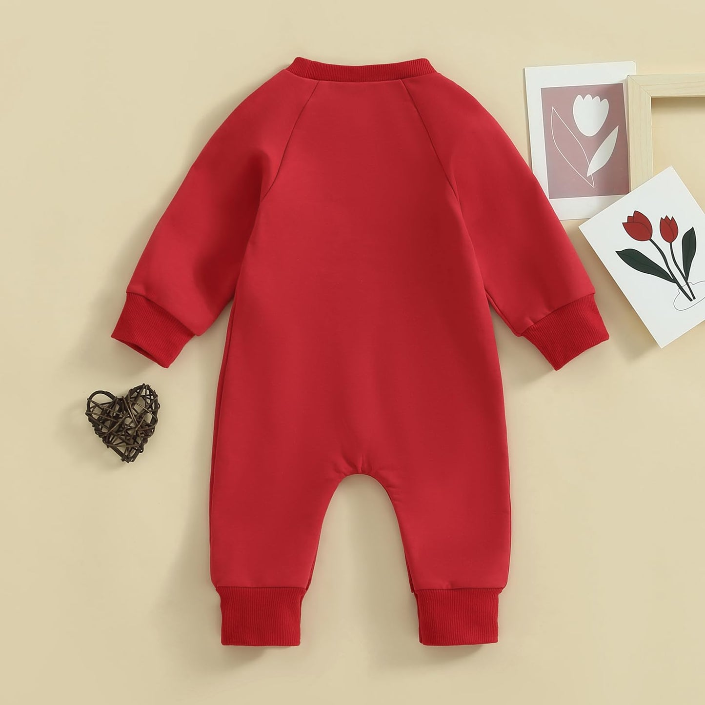 Twopumpkin Newborn First Valentines Outfit Baby Girl Boy Mr Steal Your Heart Long Sleeve Romper Jumpsuit Valentines Clothes (Red
