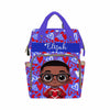Customized School Bag With Name, Large Capacity Waterproof Diaper Bag, Cool Boy Print Monogram Nappy Backpack With Thermal Pocke