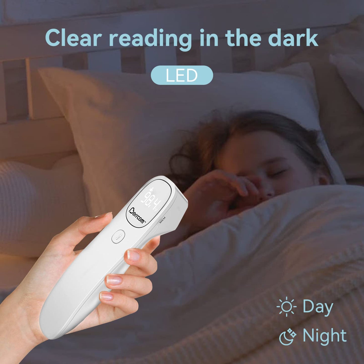 Berrcom Non Contact Infrared Thermometer Digital Forehead Thermometer For Adults And Kids Temperature Thermometer 3 In 1 With Fe