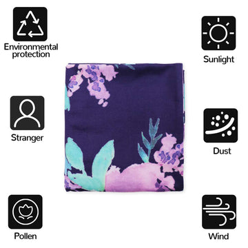 Carseat Cover Girls, Multiuse - Nursing Breastfeeding Covers, Purple Flower Theme, Car Seat Canopy, Stretchy Soft Breathable