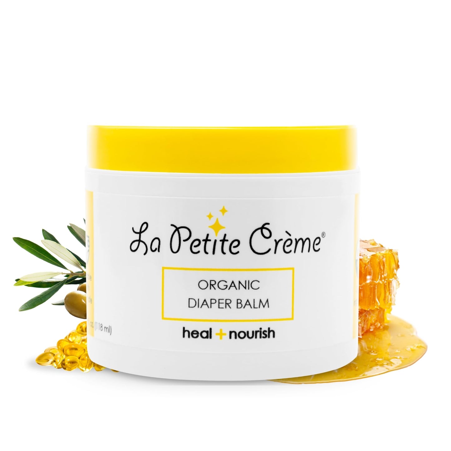 La Petite Creme French Organic Diaper Balm (4 oz) - Healing & Nourishing Diaper Cream - Gentle & Safe Liniment Baby Lotion - USD
