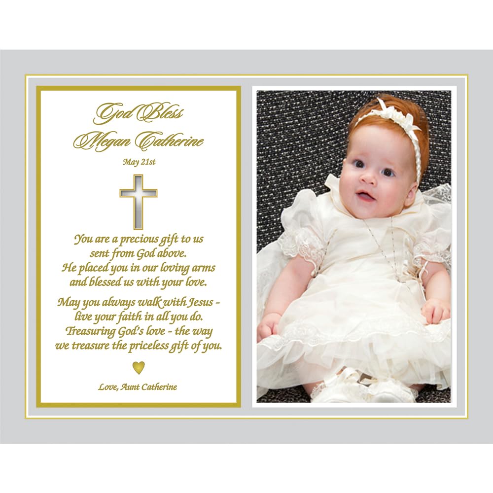 Poetry Gifts Baby Baptism Blessing For Boy Or Girl, Personalized With Name, Date And Photo, 8X10 Inch Custom Print