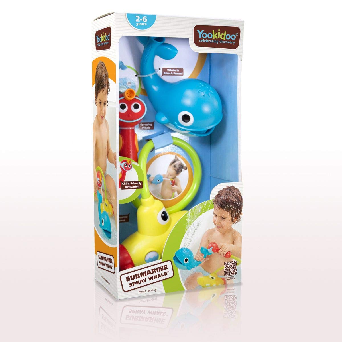 Yookidoo Baby Bath Toy (Ages 1-3)- Submarine Spray Whale With Hand Pump and Hose - Mold Free Battery Operated Toddler Water Toy