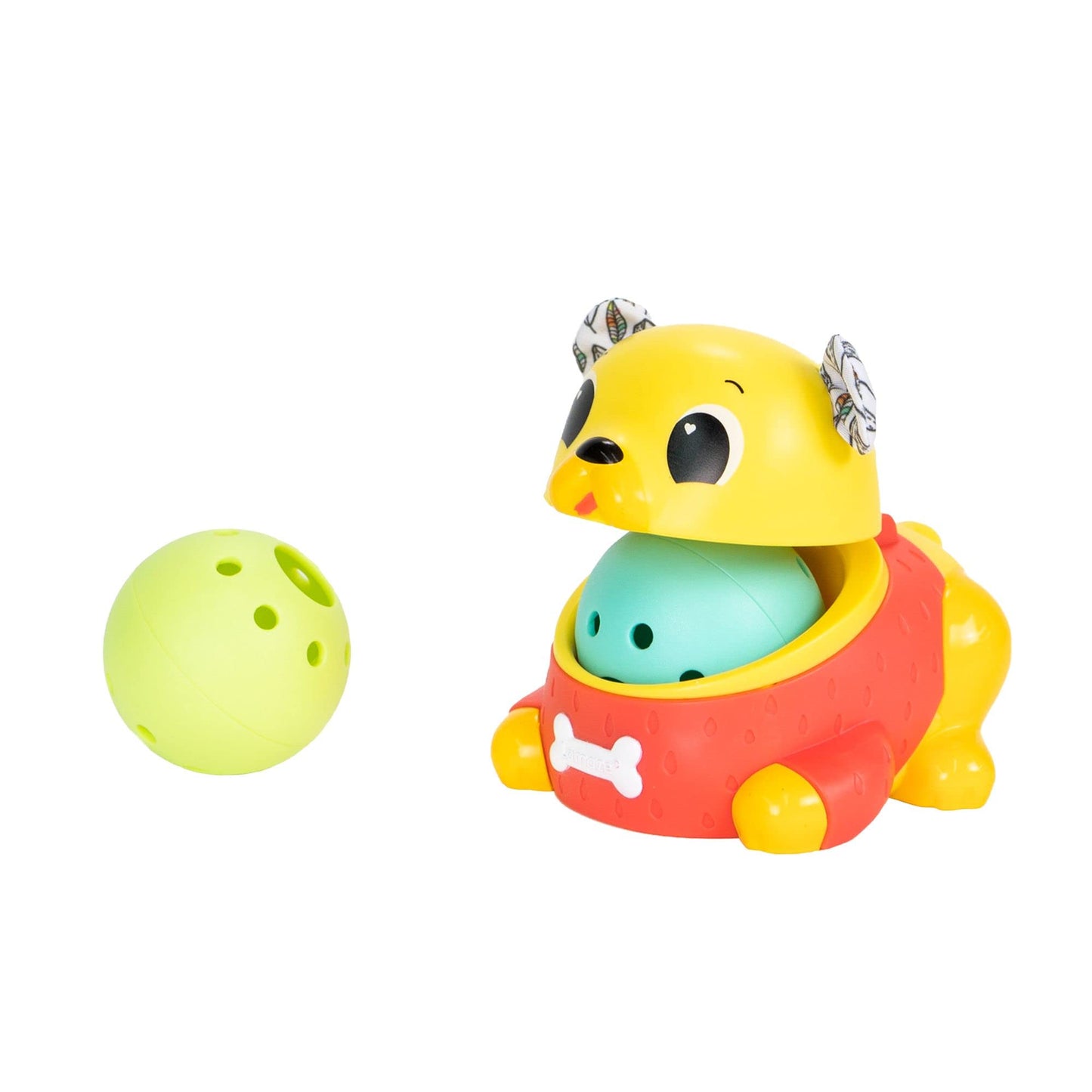 Lamaze Crawl & Chase Pug Ball Popper Toy - Includes Pug Ball Popper and 2 Baby Ball Toys - Baby Tummy Time and Crawling Toys - B