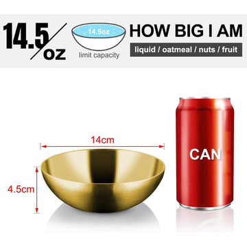 Stainless Steel Bowls For Kids, 18/8 Stainless Steel Toddler Bowl, Bpa-Free, Durable & Easy Clean, 4 Pack - 14.5 Oz Perfect For