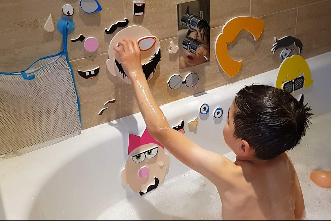Buddy & Barney Silly Faces Bath Stickers, Hilarious Facial Expressions Foam Stickers Bath Toy for Children 3+, Pack of 37 Reusab