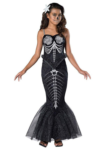 Skeleton Mermaid Girls Costume - Large 12-14