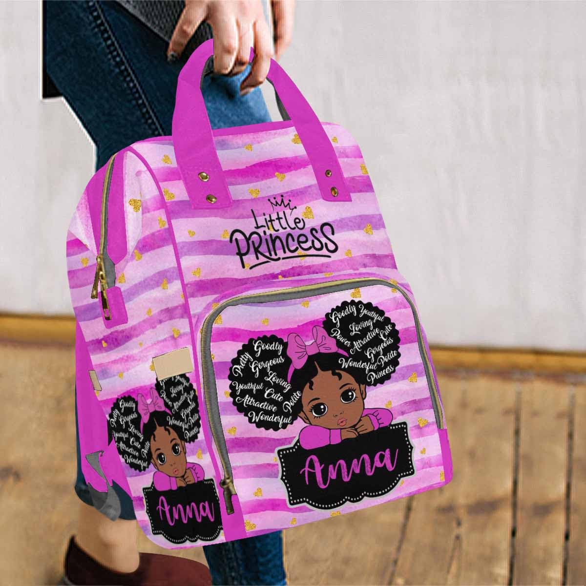 Artsadd Personalized Diaper Backpack With Name, Multi-Function Bags For Women Or Men With Thermal Pockets