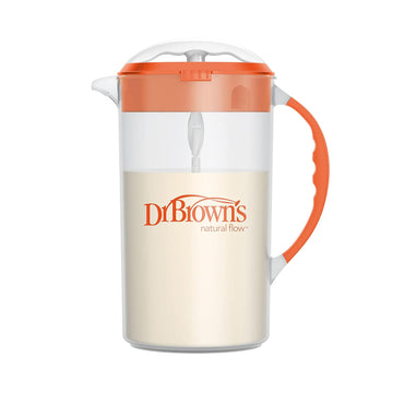 Dr. Brown'S Baby Formula Mixing Pitcher With Adjustable Stopper, Locking Lid, & No Drip Spout, 32Oz, Bpa Free, Orange