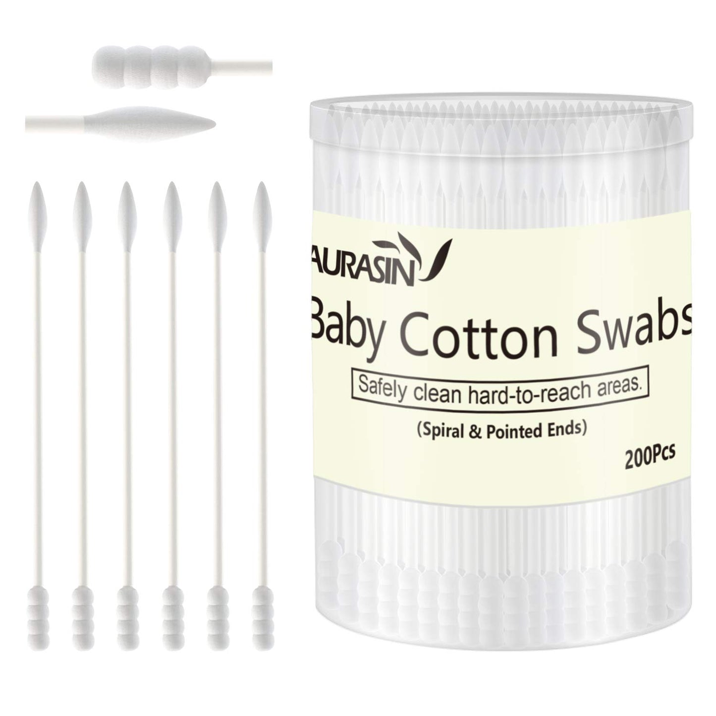Baby Cotton Swabs, Paper Sticks Cotton Buds For Baby Ear Nose Clean-200Pcs(Spiral And Pointed)