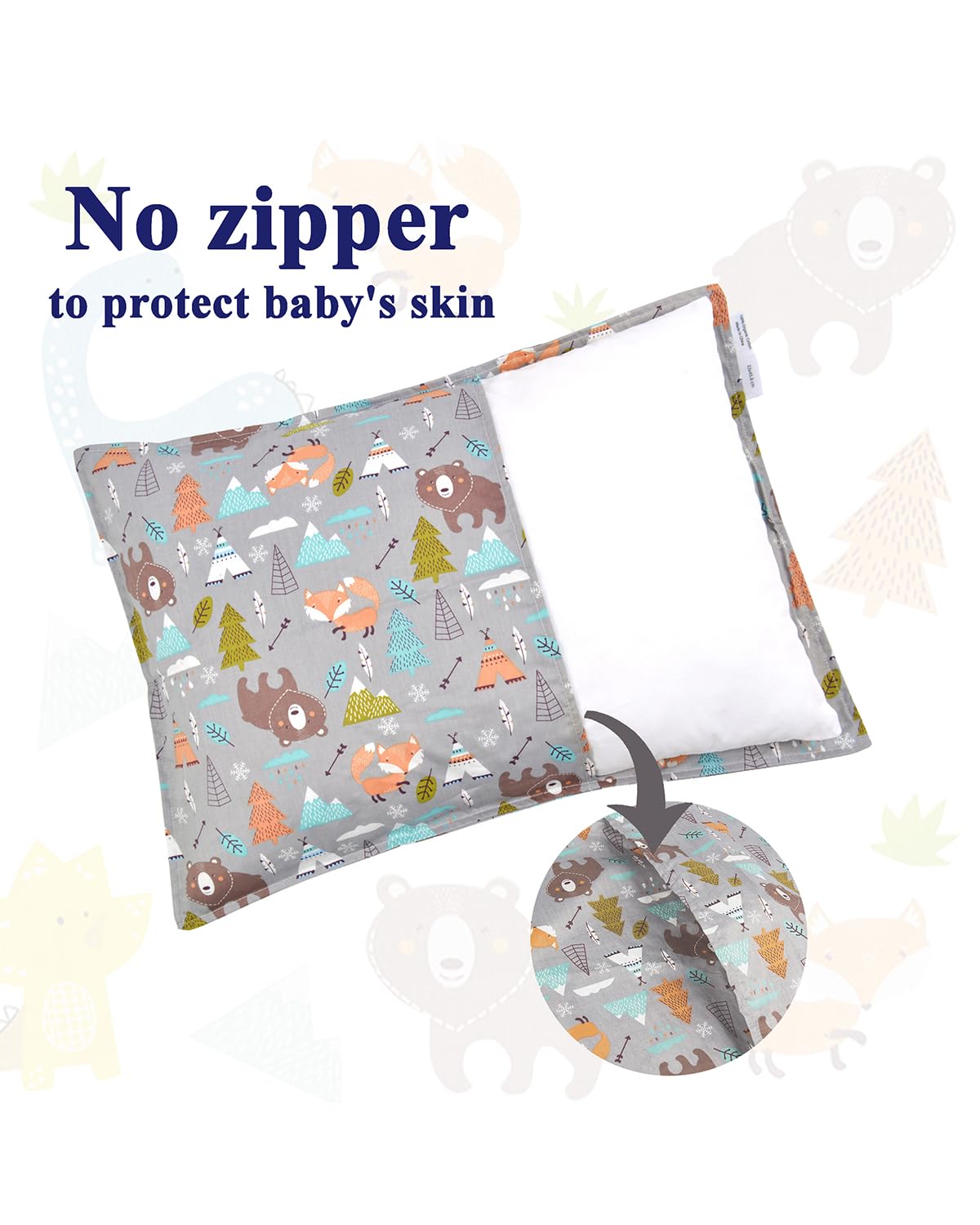 Alvababy Toddler Pillowcases 2 Pack Organic Cotton Kids Pillow Cover Fit 13'X 18' Or 12'X16' Envelope For Girl Boy Sleepy Tr