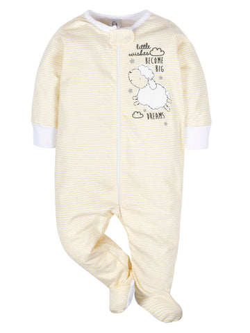 Gerber Unisex Baby 4 Pack Sleep 'N Play Footie Sheep 0-3 Months