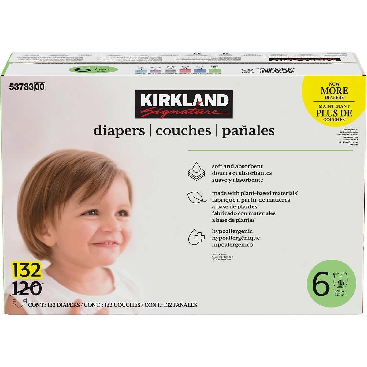 Kirkland Signature Diapers, Size 6 (132 Count)