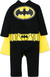 WARNER BROS DC Comics Justice League Batman Infant Baby Boys Zip Up Cosplay Costume Coverall and Cape Batman Coverall (12 Months