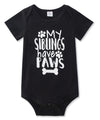 Funnycokid My Siblings Have Paws Onsies Newborn Baby Underwear Romper Short Sleeve Bodysuit Cute Baby Layette Clothes Black 3-6