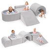 Rinnebbit Foam Climbing Blocks for Toddlers, 5-Piece Tunnel Climber and Crawl Playset, Indoor Activity Play with Ball Pit, Machi
