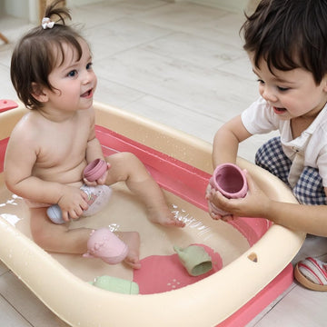 Ginbear Silicone Baby Bath Toys, Non-Toxic Mold Free Infant Squirty Bathtub Toys for Toddlers 6 Months+, Pack of 4 (Dino)