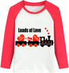 Ddsol Toddler Little Boy Valentine Day T-Shirt Baby Kid Red White Loads Of Love Heart Train Print Monster Truck Shirt Raglan Lon