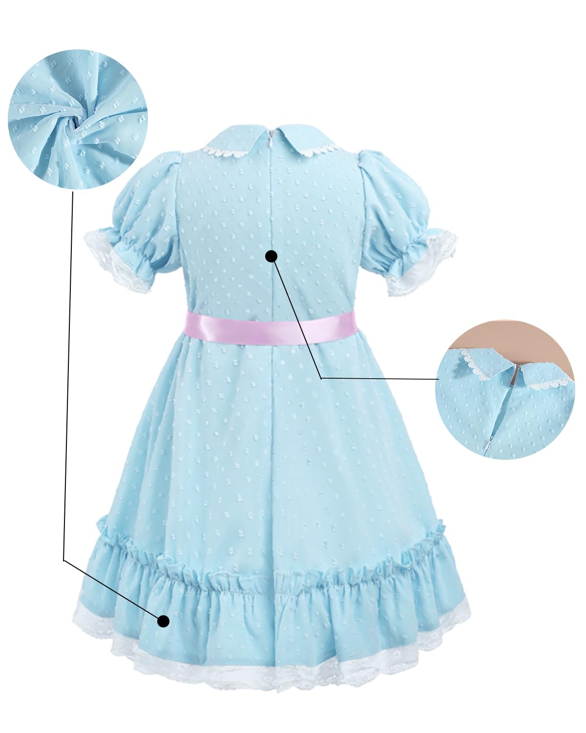 Cr Rolecos The Grady Twins Costume For Kids Girls Blue Creepy Sister Scary Doll Dress Halloween Party B140