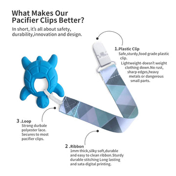 Pandaear Baby Pacifier Clips Solid Color, 4 Pack Universal Holder Leash For Boys And Girls, Teething Toys Teethers (Neutral)