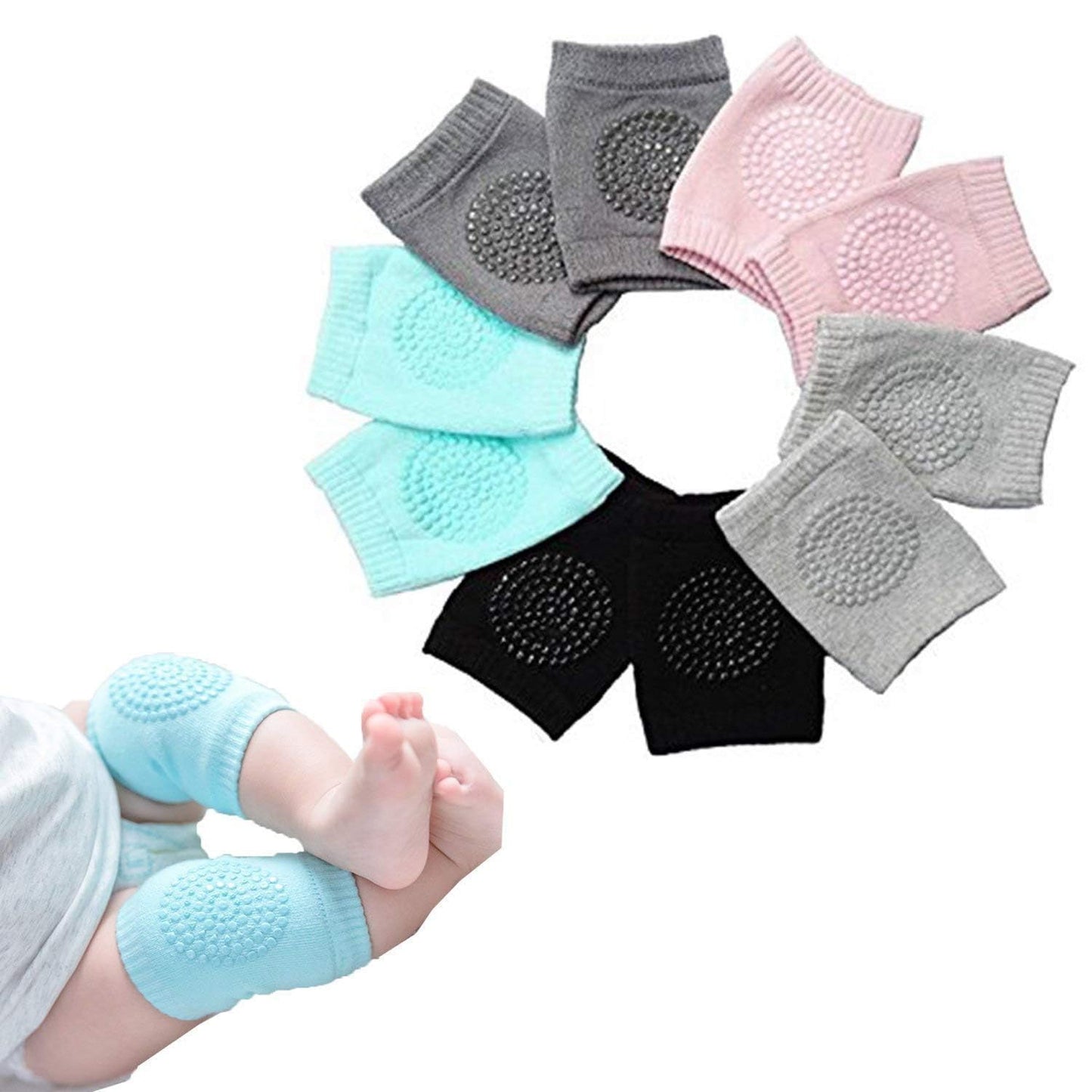 Babypro Knee Pads Set Of 2 Pairs For Toddlers, Baby Elbow & Knee Protector, AntiSlip Silicone Dots, Knee Support For Crawling &